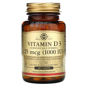 vitamin d3 25 mcg 1000 iu solgar 180 tablets