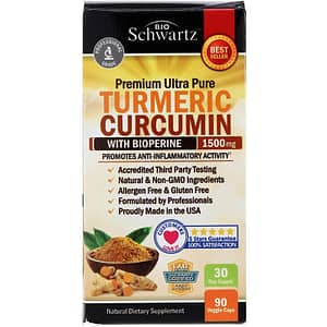 BioSchwartz, Premium Ultra Pur Turmeric Curcumin mit Bioperine, 1,500 mg, 90 vegetarische Kapseln