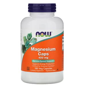 Now Foods, Magnesium Caps, 400 mg, 180 vegetarische Kapseln