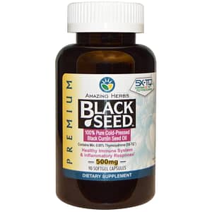 Black Cumin Seed Oil Thymoquinone 500 mg Amazing Herbs 90 Softgels