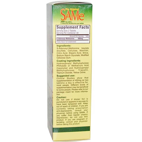 NutraLife, The Original SAM-e (S-Adenosyl-L-Methionine), 200 mg, 60 Enterische Tabletten mit Überzug, Inhaltstoffe