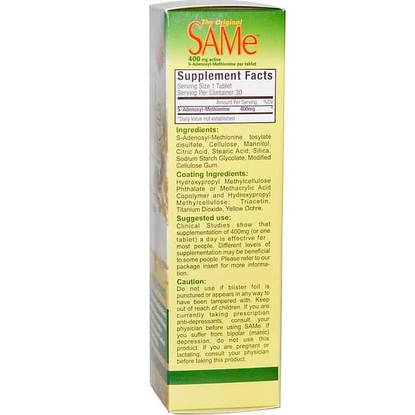 NutraLife, The Original SAM-e (S-Adenosyl-L-Methionine), 400 mg, 30 magensaftresistente Dragees, Inhaltstoffe