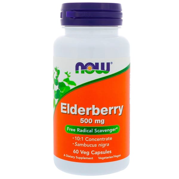 Now Foods, Elderberry, 500 mg, 60 vegetarische Kapseln