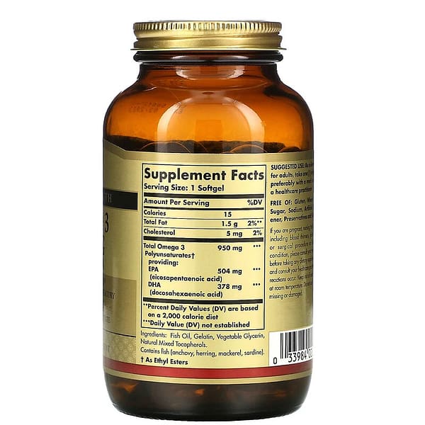 omega-3 epa dha 950 mg triple strength solgar 100 weichkapseln inhalt