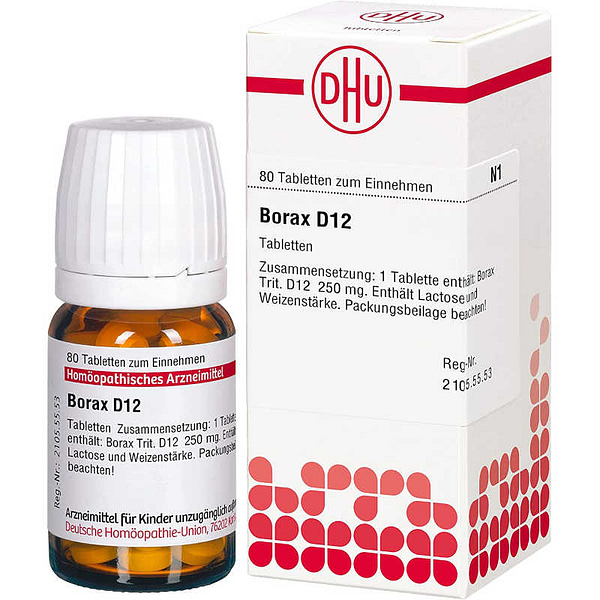 Borax D 12 Tabletten Flasche + Packung